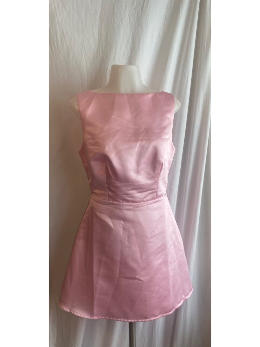Reformation Pink Satin V-Neck Fit & Flare Mini Dress Size 4